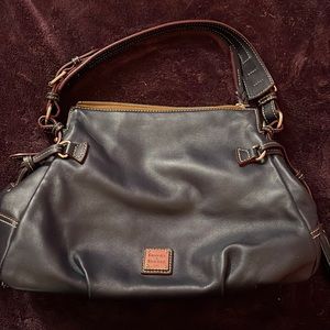 DOONEY AND BOURKE navy blue leather shoulder bag with matching coin purse